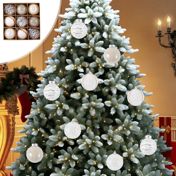 Juego de 9 Bolas Navideñas Irrompibles para Árbol de Navidad | Decoraciones Colgantes de Plástico En Rojo, Amarillo, Azul, Rosa, Blanco y Verde | Artículos Duraderos para Fiestas Navideñas | Decoraci