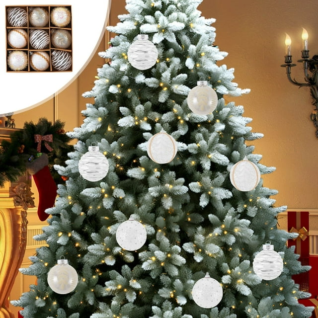 Juego de 9 Bolas Navideñas Irrompibles para Árbol de Navidad | Decoraciones Colgantes de Plástico En Rojo, Amarillo, Azul, Rosa, Blanco y Verde | Artículos Duraderos para Fiestas Navideñas | Decoraci