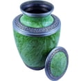 thumbnail image 3 of Silver Engraved Cremation Urn for Human Ashes Adult Funeral Urn Handcrafted - Large Burial Urn for Human Ashes - BAG INCLUDED (Forest Green, 7" x 7" x 10"), 3 of 3
