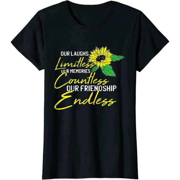 Womens Friendship Best-Friend Cute Sunflower Bestie BFF Matching T-Shirt