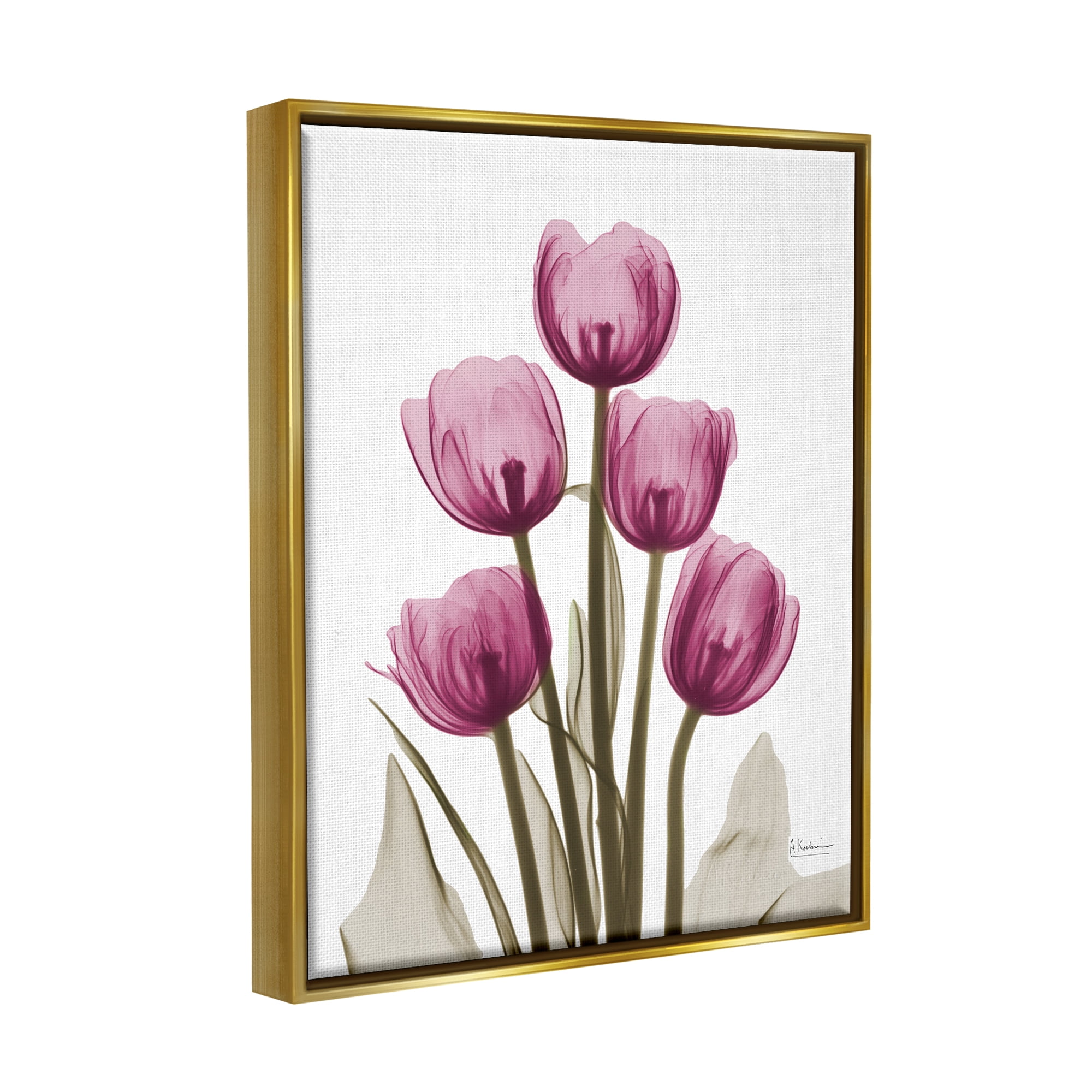 Stupell Industries Pink X-Ray Tulips Botanical & Floral Photography Gold Floater Framed Art Print Wall Art, 17 x 21