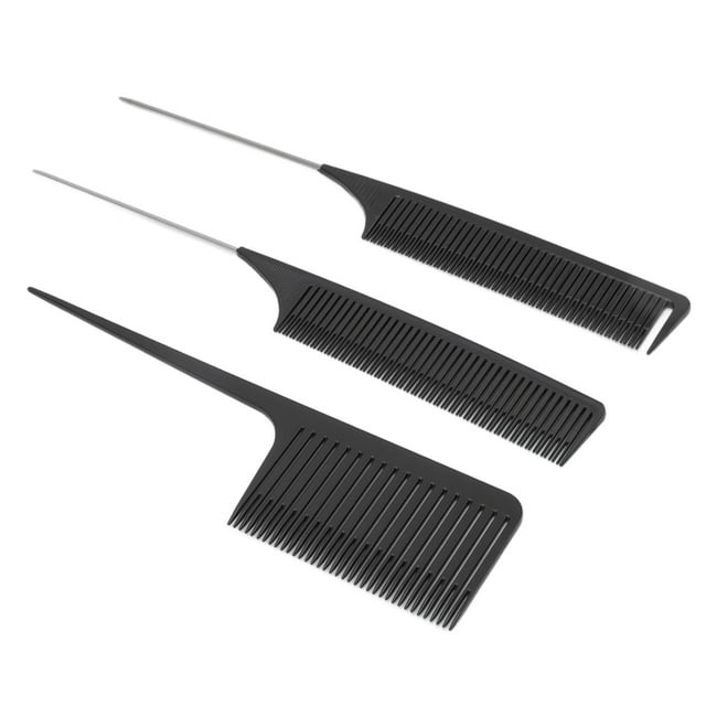 Highlighting Comb Set, Glossy Round Holding Hair Hair Parting Comb 3 Pcs for Barbershops for Individual Haircuts