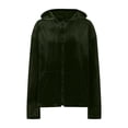 thumbnail image 4 of BRGZLK Women Velvet Zip Up Hoodie Tops Fashion Comfort Long Sleeve Hooded Sweatshirt Tops Fall Winter Solid Color Velour Y2K Jacket with Pockets Ladies Outerwear Army Green L, 4 of 6