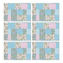 Pioneer Flower Floral Print Pattern Summer Placemats Table Placemats Set Of 6-Linen Kitchen Washable Placemats Table Mats 12x18 Inch Non-Slip Heat Resistant