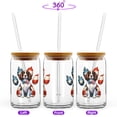 thumbnail image 2 of Patriotic English Springer Spaniel 4th of July Independence Paws 16oz Glass Cup Mug Springers Dog Lover Gifts Glass Can with Bamboo Lid and Straw - 02010, 2 of 5