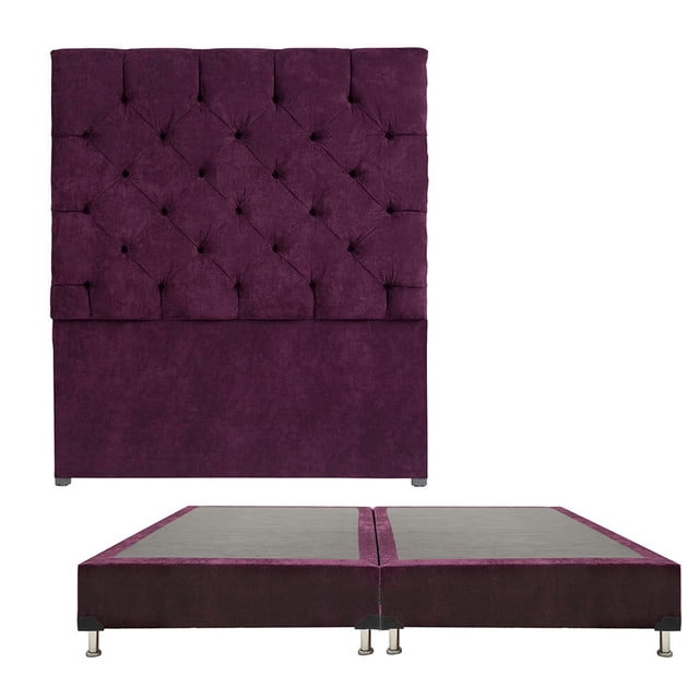 Box Base Cama King Size + Cabecera Capri Morado Dicasa Velvet