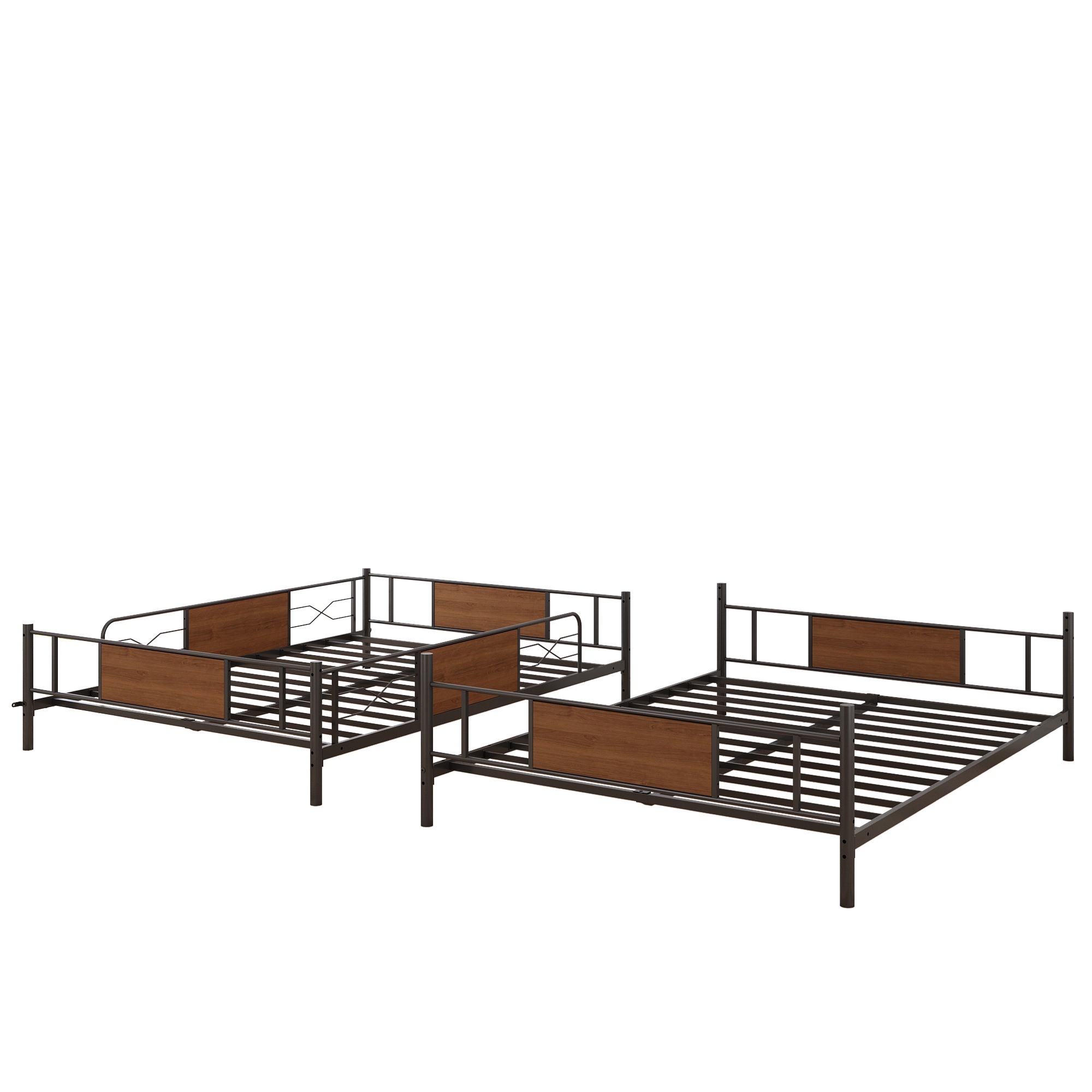 Full Over Full Bunk Beds with LED Lights and Charging Station, UHOMEPRO Metal Bunk Beds for Kids, Low Convertible Bunkbeds Full Size and No Box Spring Needed, Load-Bearing 500lb