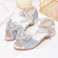 thumbnail image 4 of UngA Girls Wedge Sandals Girls Wedge Sandals Flatform Open Toe Platform Sandals Flower Wedding Party for Little Kid/Big Kid Princess Shoes(Silver,Size 12.5), 4 of 6