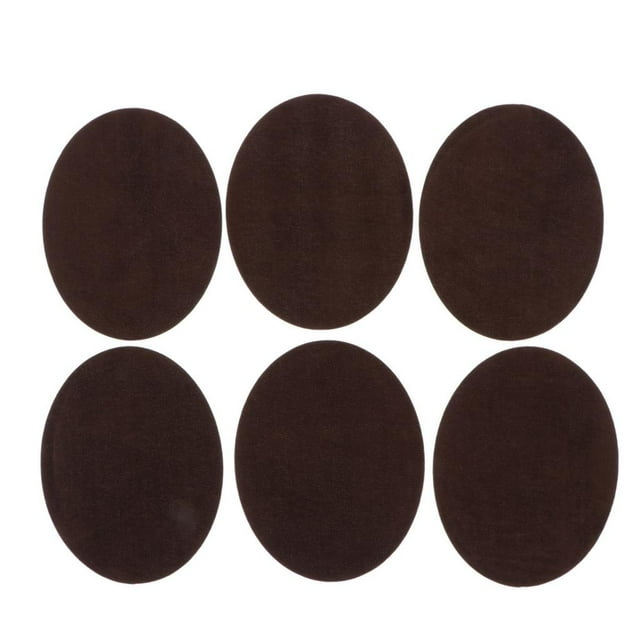 6pcs Oval Iron on Patch with Cloth Patch And Suede Yoke , Coffee