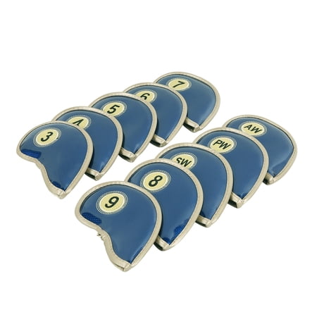 10Pcs PU Leather Golf Iron Headcover Golf Club Head Cover Embroidery Number