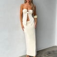 thumbnail image 2 of CHUMUD Skirt Sets for Women 2 Piece Outfits Evening Party Elegant Split Hem Tube Top Maxi Skirt Set Wrap Long Skirt Summer Vacation Casual, 2 of 5