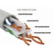 Cable Leader Cat 6 Ethernet Cable 25 ft - Gray | Cat6 RJ45 LAN Network Patch Cord, UTP