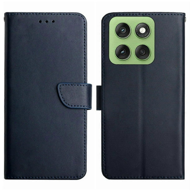 For Motorola Edge 60 5G Case Genuine Cow Leather Phone Cover Nappa Texture - Black