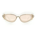 thumbnail image 3 of Womens Thick Plastic Cat Eye Double Metal Rim Mod Retro Fashion Sunglasses White - Beige, 3 of 8