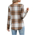 thumbnail image 3 of Womens Fall Clothes, Long Sleeve Pullover for Women Fashion Warm Fleece Plaid Printed V Neck Sweaters with Buttons, 3 of 6