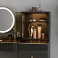 thumbnail image 6 of Lartis Premium Makeup Vanity Table, Storage Dressing Table,Vanity Desk,Dresser Set with Solid Wood upholstered Stool, LED Mercury Mirror, Built-in Sensor Light, USB Socket,Easy Assembly, 6 of 13