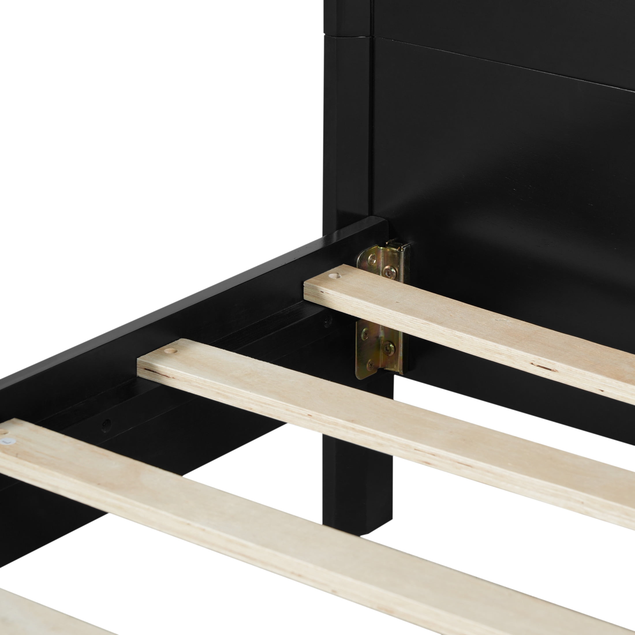 Christopher Knight Home Elegant Wooden King Size Bed Frame with Headboard, Black