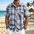 thumbnail image 2 of Cmfcve Big & Tall Classic Plaid Button Down Shirts for Men Casual Short Sleeve Work T Shirts, 2 of 5