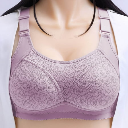 Elvqul Bras for Women Plus Size Lightweight Lace Bralette Breathable Gray Ladies Wireless Nylon Underwear Bras