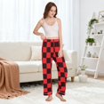 thumbnail image 5 of Dailycode Women's Pajama Pants Wide Leg Lounge Pj Bottoms With Pockets Black Red Checked, 5 of 7