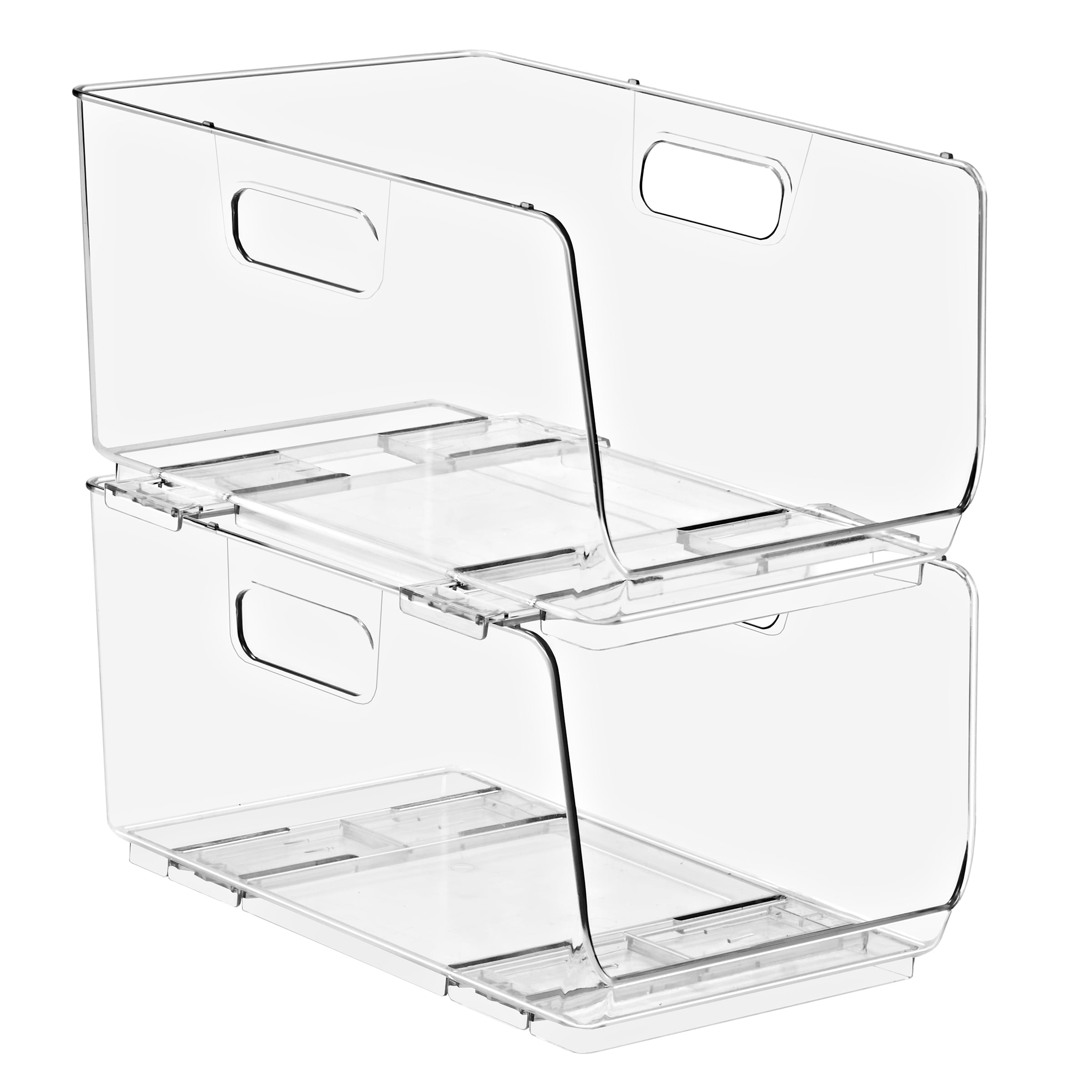 Sorbus Medium Clear Acrylic Storage Bins, Open Front Stackable Organizers, 2 Pack