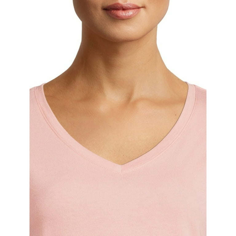 Time and Tru Women's Short Sleeve V-Neck Tee, 2-Pack - Walmart.com