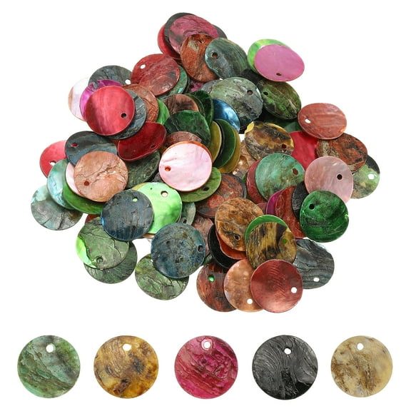 Uxcell 120Pcs Shell Beads for Jewelry Making, 15mm Natural Flat Round Shell Coin, Mixed Colors