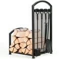 thumbnail image 1 of Costway Firewood Log Rack with 4 Tools Set Firewood Holders for Fireplace Indoor Outdoor, 1 of 10
