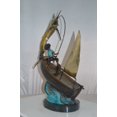 thumbnail image 5 of Nifao Old Man Fishing a Large Catch Bronze Statue – Home Decor Sculpture, 27"L x 13"W x 30"H, 5 of 10