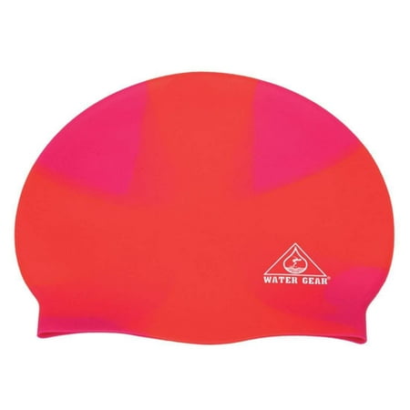 Jazz Silicone Swim Cap Criss Cross Orange/Pink, Soft and silky is easy to put on and take off. Designed for snug By Water (Best Way To Put On A Swim Cap)