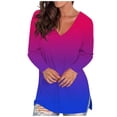 thumbnail image 7 of Fshinging Womens T Shirts Gradient Casual Long Sleeve V Neck Lady Office Commute T-Shirts, 7 of 7