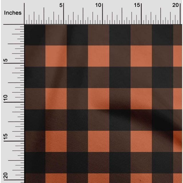oneOone Cotton Poplin Orange Fabric Gingham Check Craft Projects Decor Fabric Printed By The Yard 56 Inches Wide
