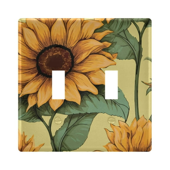 2 Gang Switch Covers Sunflowers on Yellow Light Wall Plate Home Faceplate Switch Plates 4.56”x4.48”