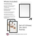 thumbnail image 6 of 24x36 Black Picture Frame Set Pack of 3 Black Wood Picture Frames for Gallery Wall, 6 of 7