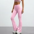 thumbnail image 2 of Flare Yoga Pants for Women Stretch High Waisted Tummy Control Bell Bottoms Leggings Comfy Casual Workout Bootcut Yoga Pants Pink M, 2 of 6