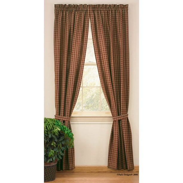 Sturbridge Plaid Lined Curtain Panels Country Wine, Black, Navy