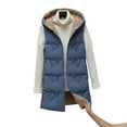 thumbnail image 7 of Stichou Long Puffer Vest for Women Padded Sleeveless Hooded Jackets Winter Trendy Zip Up Coat Jacket Quilted Warm Outerwear Blue 2XL, 7 of 7