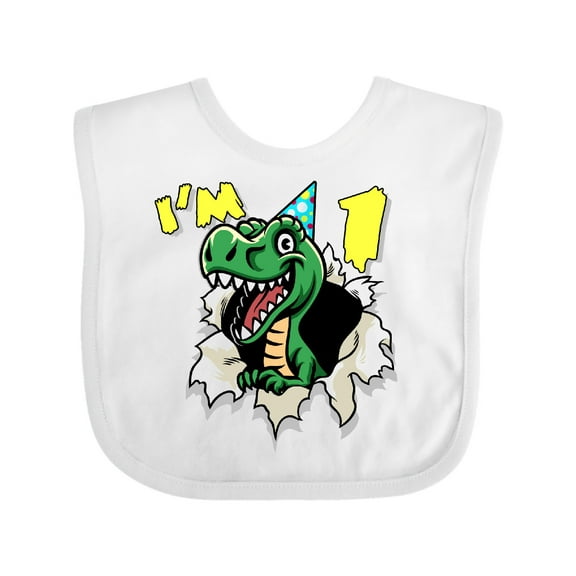 Inktastic I'm One Dinosaur Boys or Girls Baby Bib