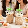 thumbnail image 6 of Kawaii Bear Sippy Cup, 20oz Clear Bears Plastic Cup with Lid and Straw, Cute Bear-Shape Bottle Cocktail & Coffee Mugs for Juice Milk Tea Smoothies Infused Water Beverage Home Bar and Parties, 6 of 10