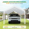 thumbnail image 4 of COBIZI Carport 12'x20' Large Heavy Duty Car Tent with Powder-Coated Steel Frame, Portable Garage with Removable Sidewalls & Doors, Car Canopy with All-Season Tarp for Outdoor Party, Birthday, White, 4 of 10