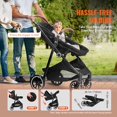 thumbnail image 3 of VEVOR Cochecito de bebé estándar, cochecito infantil con moisés, respaldo ajustable de tercera marcha y asiento plegable y reversible, cochecito recién nacido de acero al carbono con cubierta para pie, 3 of 5