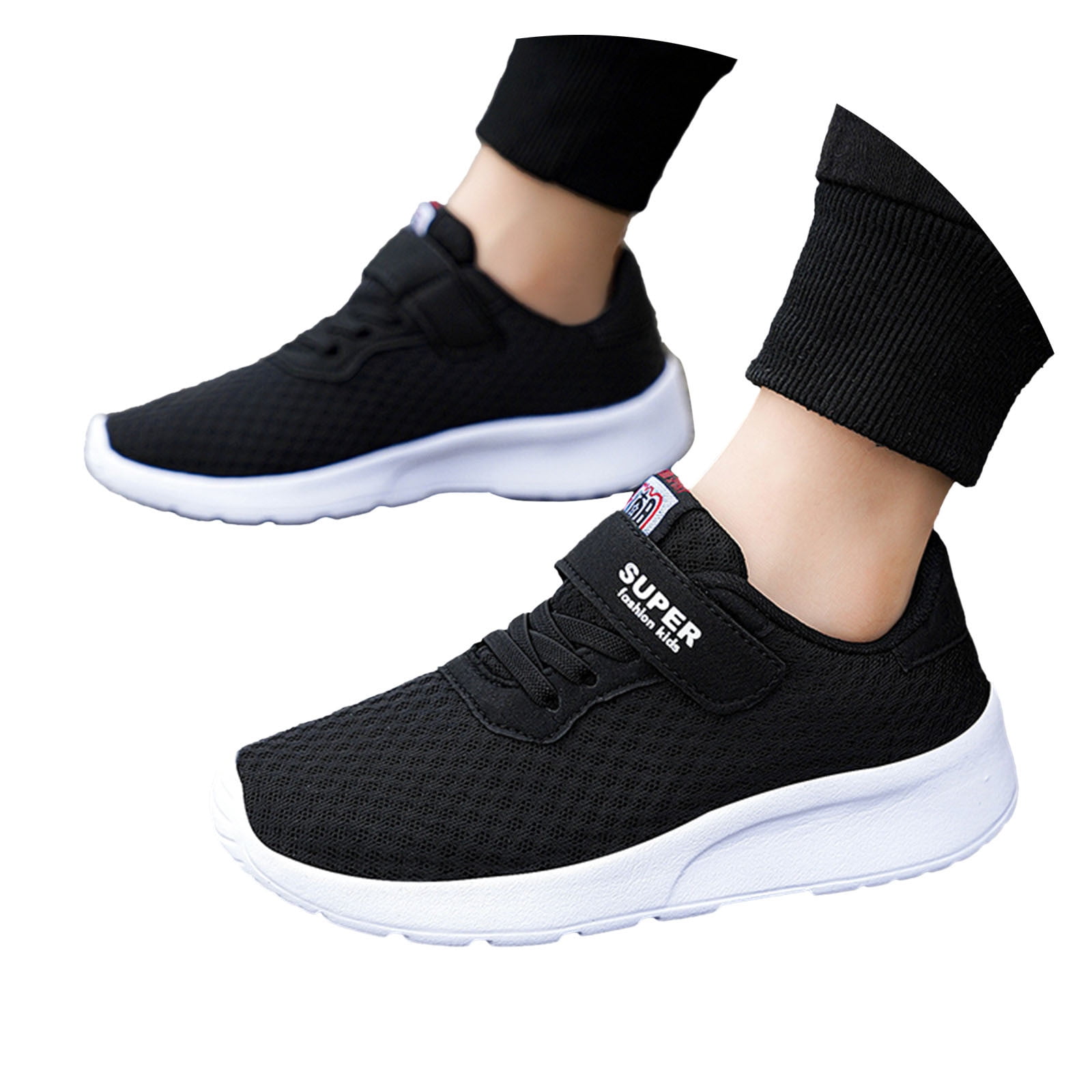 Kids' Running Shoes,Lightweight & Breathable Athletic Sneakers for Girls & Boys,Color Black,Size 13