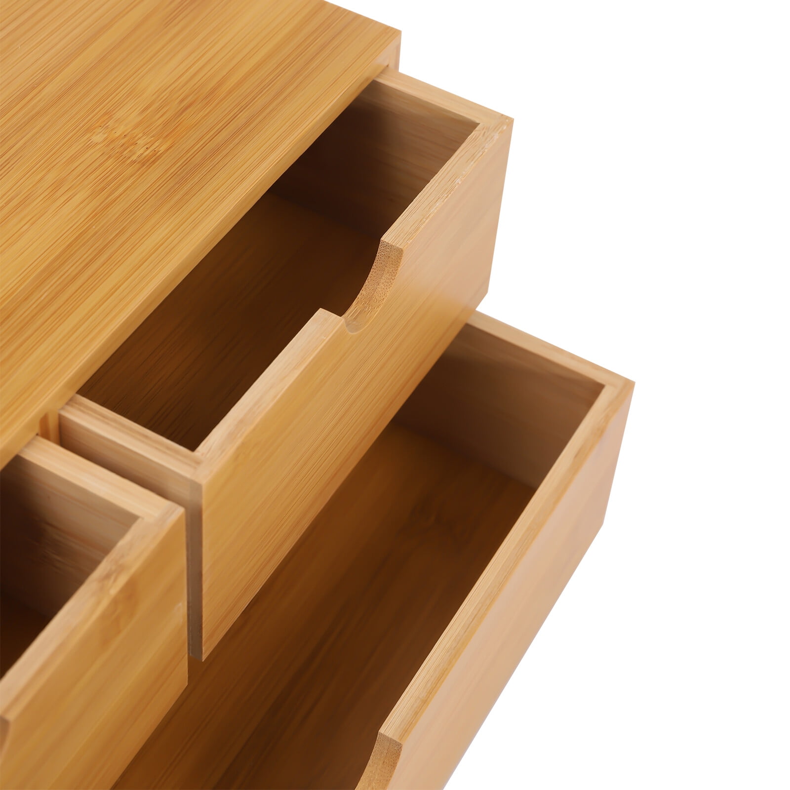 33*19*16cm 3 Drawers Original Bamboo Desk Organizer Mini Bamboo Desk Drawer Tabletop Storage Organization Box