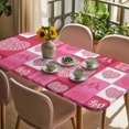 thumbnail image 3 of Valentine's Day Table Cloths for 5 Foot Rectangle Tables, Watercolor Loves Gifts Birds Checkered Patio Waterproof Elastic Fitted Tablecloths, Washable Rectangular Table Cover for Camping, 3 of 8