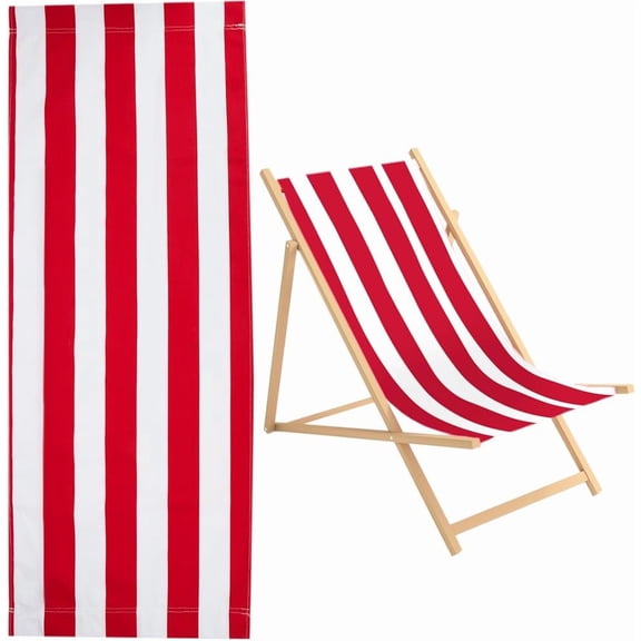 1pcs Red & White Striped Beach Sling Chair Replacement Canvas 435*1150mm Modern Style Portable Outdoor Use