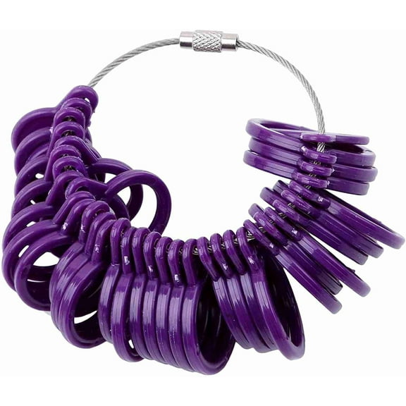 Jewelry Sizers Finger Ring Sizing Measuring Tool Ring Sizer Gauge Set Circle Models with Plastic Ring Sizer Belt,purple