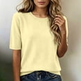 thumbnail image 2 of Landzoo Women'S T-Shirt Solid Color Short Sleeve Crew Neck Tops Summer Casual Women Tees Size XL Yellow, 2 of 4
