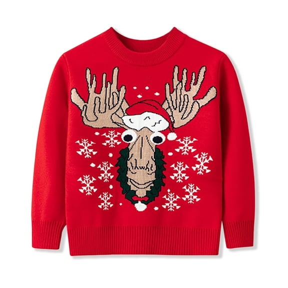 URMAGIC 2-7T Kid Boy Girl Christmas Sweater Funny Elk Knit Pullover