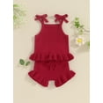 thumbnail image 3 of Gureui Baby Girls Knit Shorts Outfits Solid Color Sleeveless Cami Tops with Elastic Waist Shorts 2Pcs Set, 3 of 9