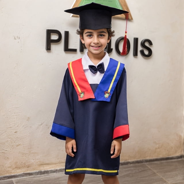 Kids Graduation Robe Preschool Graduation Cap and Gown Two Pieces Outfits Set Class Of 2025 Size 7-8 Years Kids Clothing